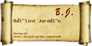 Bálint Jordán névjegykártya